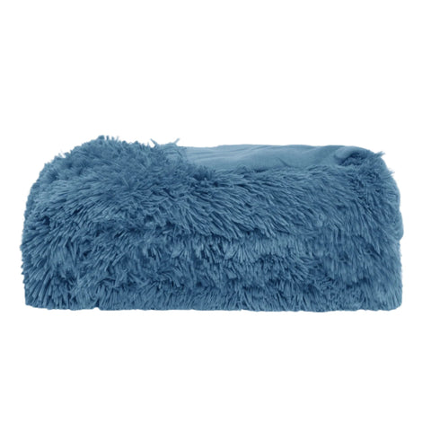 Hotel Living Long Hair Faux Fur Blanket Throw Rug Bonnie Blue 130 x 160cm