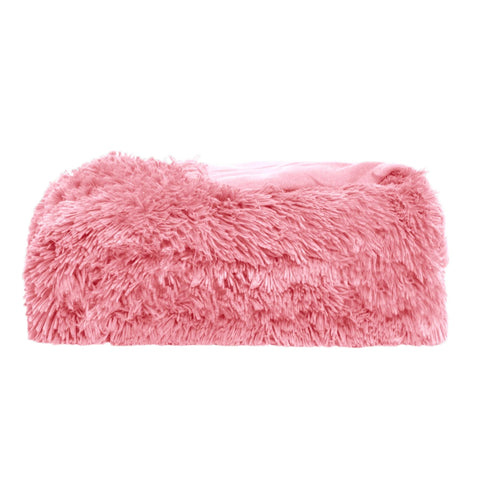 Hotel Living Long Hair Faux Fur Blanket Throw Rug Pink 130 x 160cm