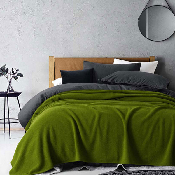 Laconia 400GSM Australian Pure Wool Blanket Moss Green King