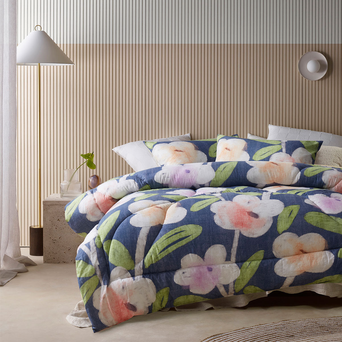 Accessorize Bella Floral Cotton Bedspread Comforter Coverlet Blue Queen