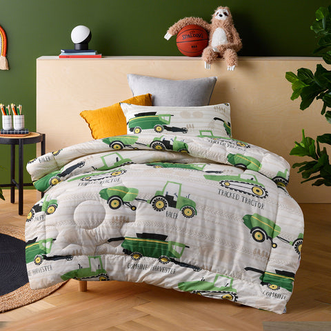 Happy Kids 2 Pce Country Harvest Farmyard Cotton Comforter Quilt Single