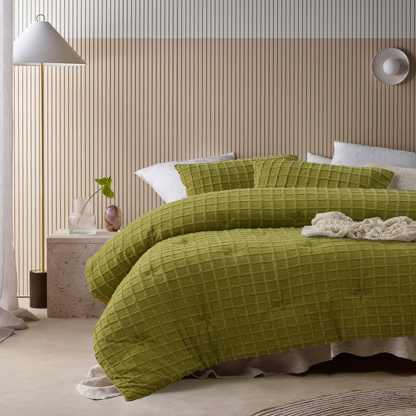 Vintage Design Homewares Parquet Cacti Green Comforter Bedspread Set Queen