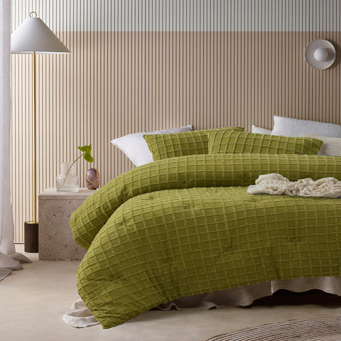 Vintage Design Homewares Parquet Cacti Green Comforter Bedspread Set Queen