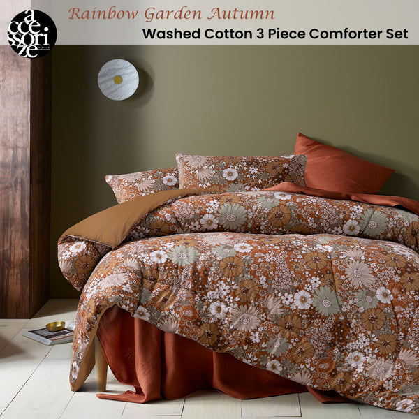 Accessorize Rainbow Garden Cotton Bedspread Comforter Coverlet Brown Queen
