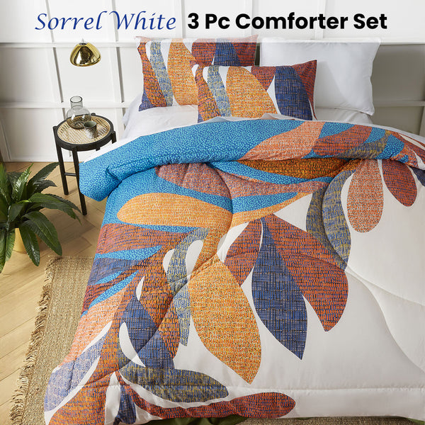 Accessorize Sorrel 3 Piece Foliage Bedspread Comforter Coverlet White Double