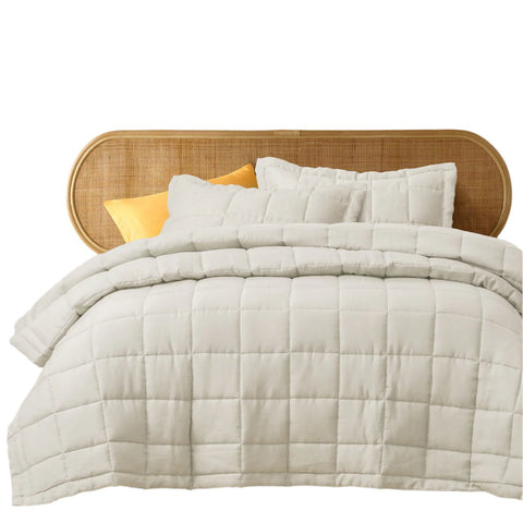 Vintage Design Homewares Linen Bedspread Comoforter Coverlet Natural Queen