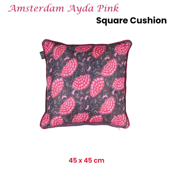 KAAT Amsterdam Ayda Pink Purple Floral Square Filled Cushion 45cm