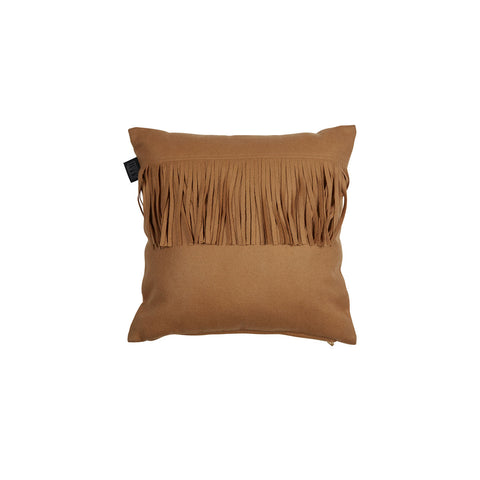 KAAT Amsterdam Frey Fringed Brown Square Filled Cushion 40cm