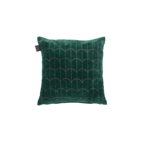 KAAT Amsterdam Saga Solid Arcs Velvet Green Square Filled Cushion 43cm