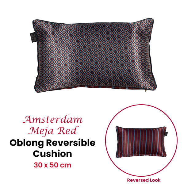 KAAT Amsterdam Meja Retro Red Reversible Oblong Filled Cushion 30cm x 50cm