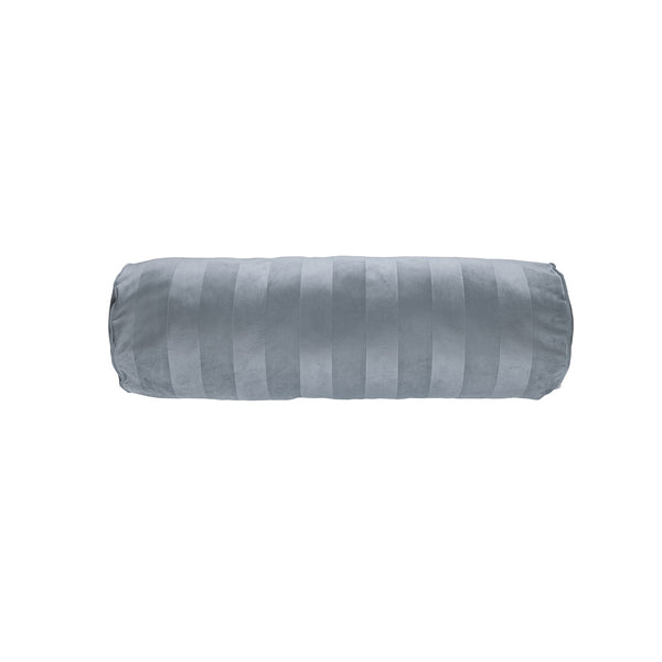 KAAT Amsterdam Softy Stripe Blue Grey Velvet Neckroll Filled Cushion 22cm x 70cm
