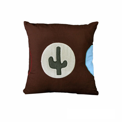 Happy Kids Wildwest Cactus Embroidered Square Cushion 43cm