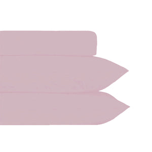 Plain Dyed Polyester Cotton Fitted Sheet Pillowcase Set Dusty Pink Queen