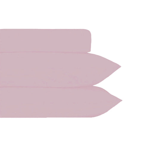 Plain Dyed Polyester Cotton Fitted Sheet Pillowcase Set Dusty Pink Queen