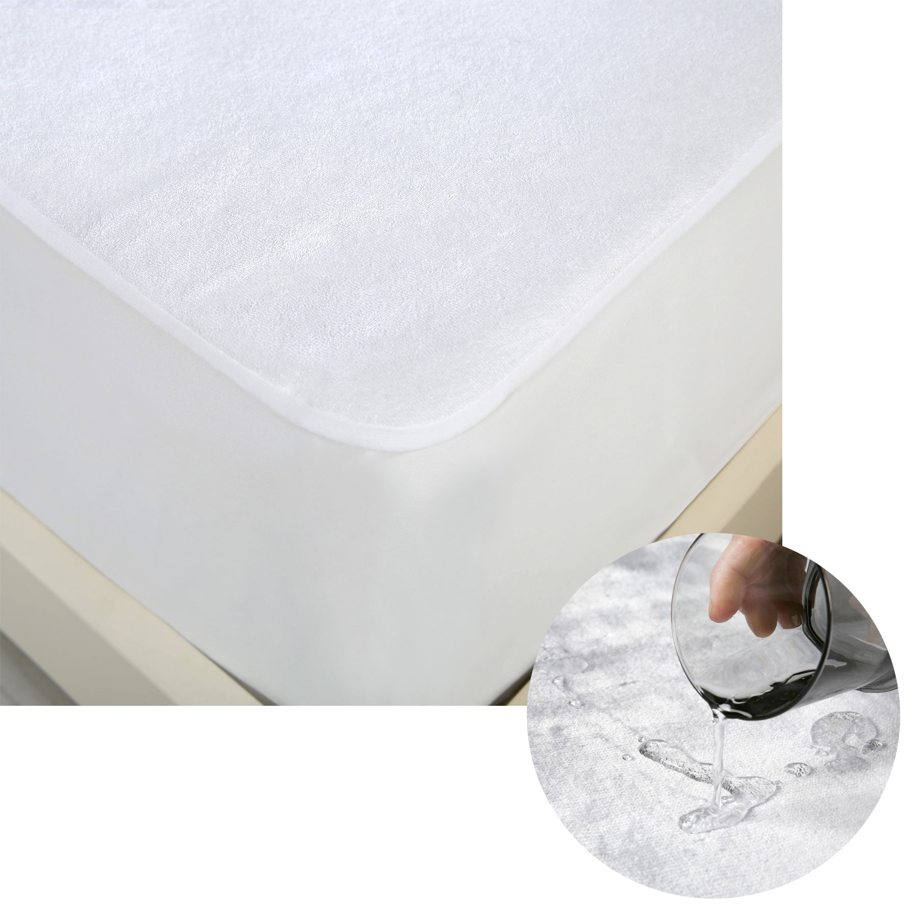 Accessorize Cotton Top Waterproof Mattress Protector 40cm Wall Double