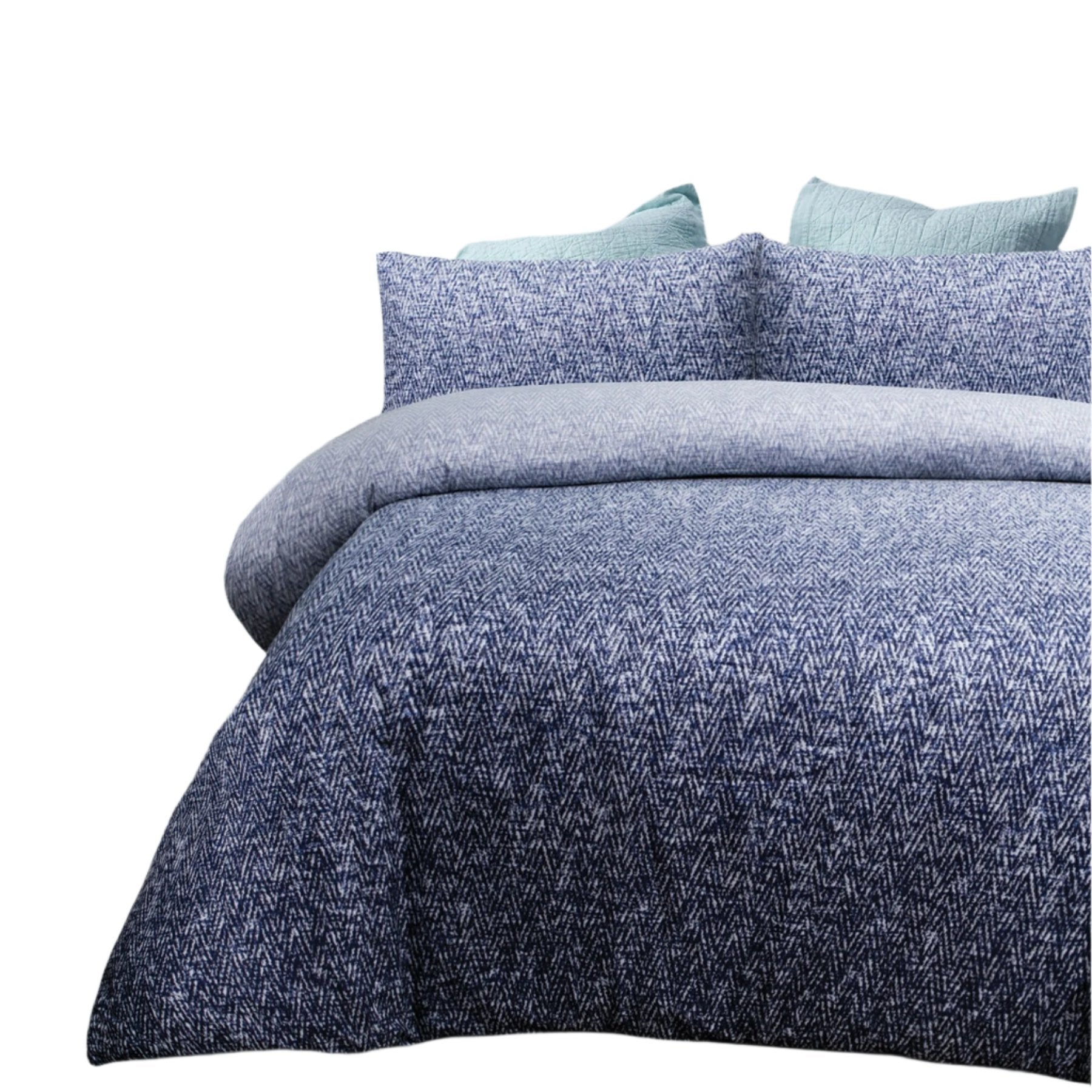 The Big Sleep Andes Denim Texture Quilt Doona Duvet Cover Navy Blue Queen