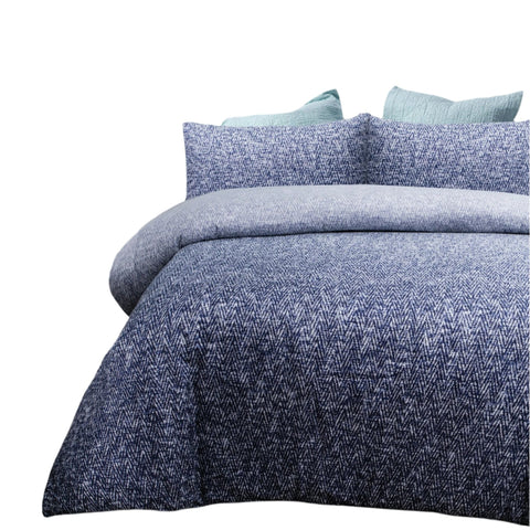 The Big Sleep Andes Denim Texture Quilt Doona Duvet Cover Navy Blue Queen
