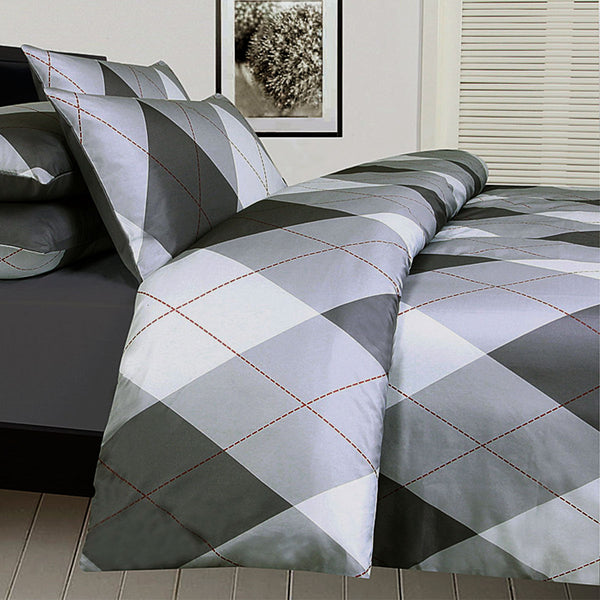 Big Sleep Argyles Black Microfibre Quilt Doona Duvet Set Single
