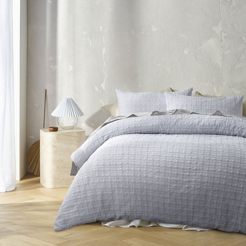 Accessorize Augusta Ruched Quilt Doona Duvet Cover Grey Double