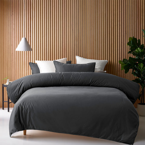 Accessorize 400TC Bamboo Cotton Quilt Doona Duvet Cover Charcoal Grey Double