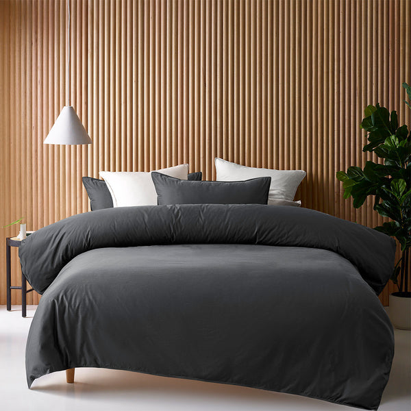 Accessorize 400TC Bamboo Cotton Quilt Doona Duvet Cover Charcoal Grey Super King