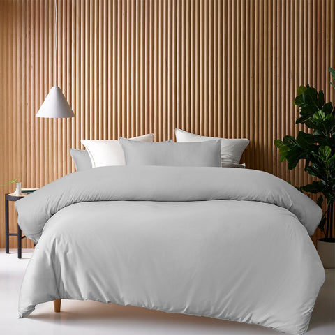 Accessorize 400TC Bamboo Cotton Quilt Doona Duvet Cover Grey Double