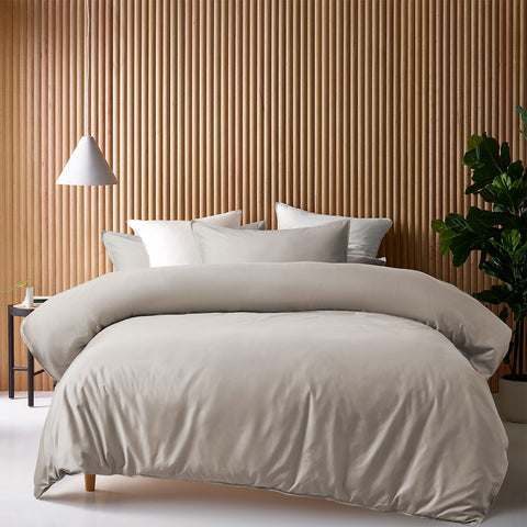 Accessorize 400TC Bamboo Cotton Quilt Doona Duvet Cover Stone Single