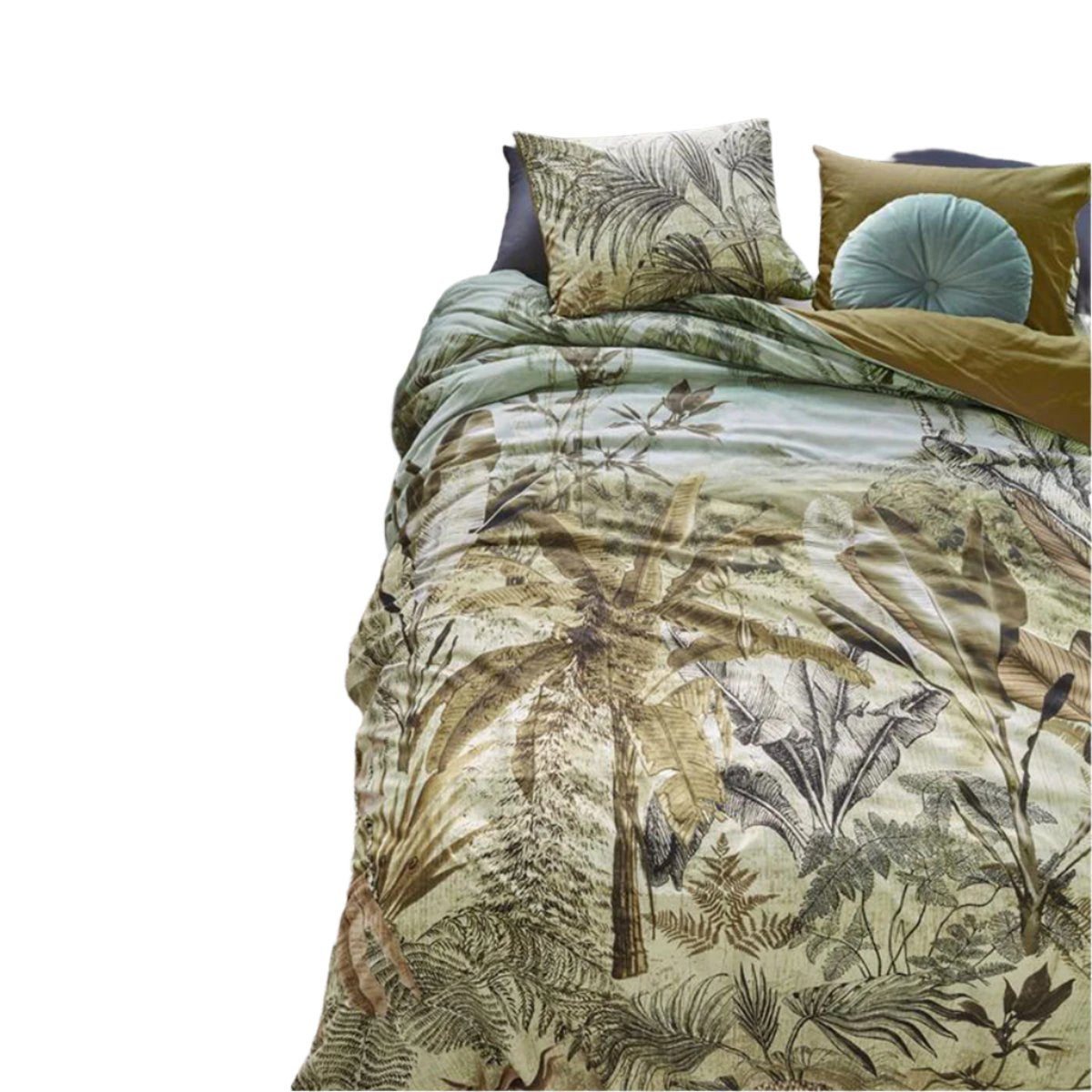 Bedding House Banda Palm Jungle Green Cotton Quilt Doona Duvet Cover Queen