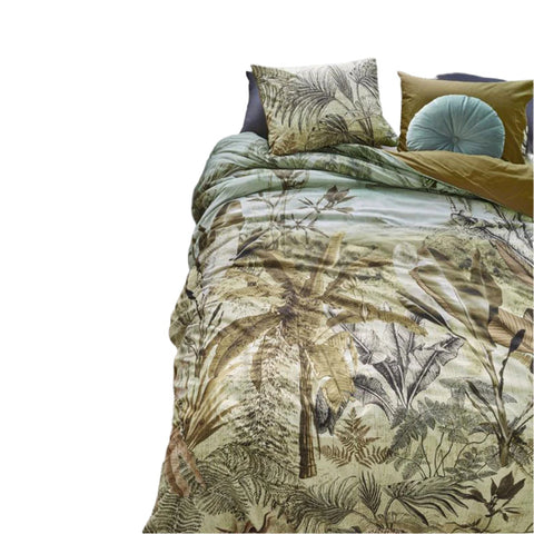 Bedding House Banda Palm Jungle Green Cotton Quilt Doona Duvet Cover Queen