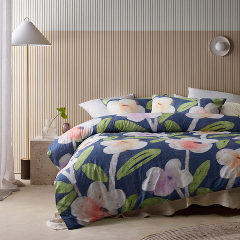Accessorize Bella Floral Cotton Quilt Doona Duvet Cover Blue King