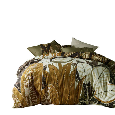 Accessorize Bronte Foliage Leaves Brown Quilt Doona Duvet Cover Set Queen