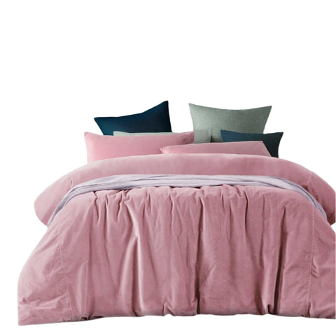 Vintage Design Homewares Cotton Velvet Quilt Cover Set Smokey Rose King