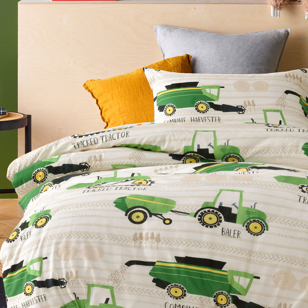 Happy Kids Country Harvest Farmyard Cotton Quilt Doona Duvet Cover Single