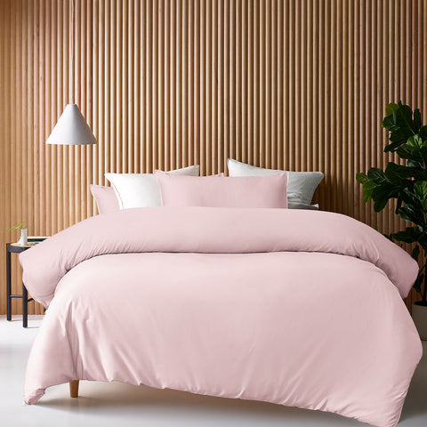 Accessorize 400TC Bamboo Cotton Quilt Doona Duvet Cover Blush Queen