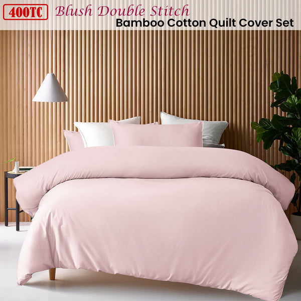 Accessorize 400TC Bamboo Cotton Quilt Doona Duvet Cover Blush Queen