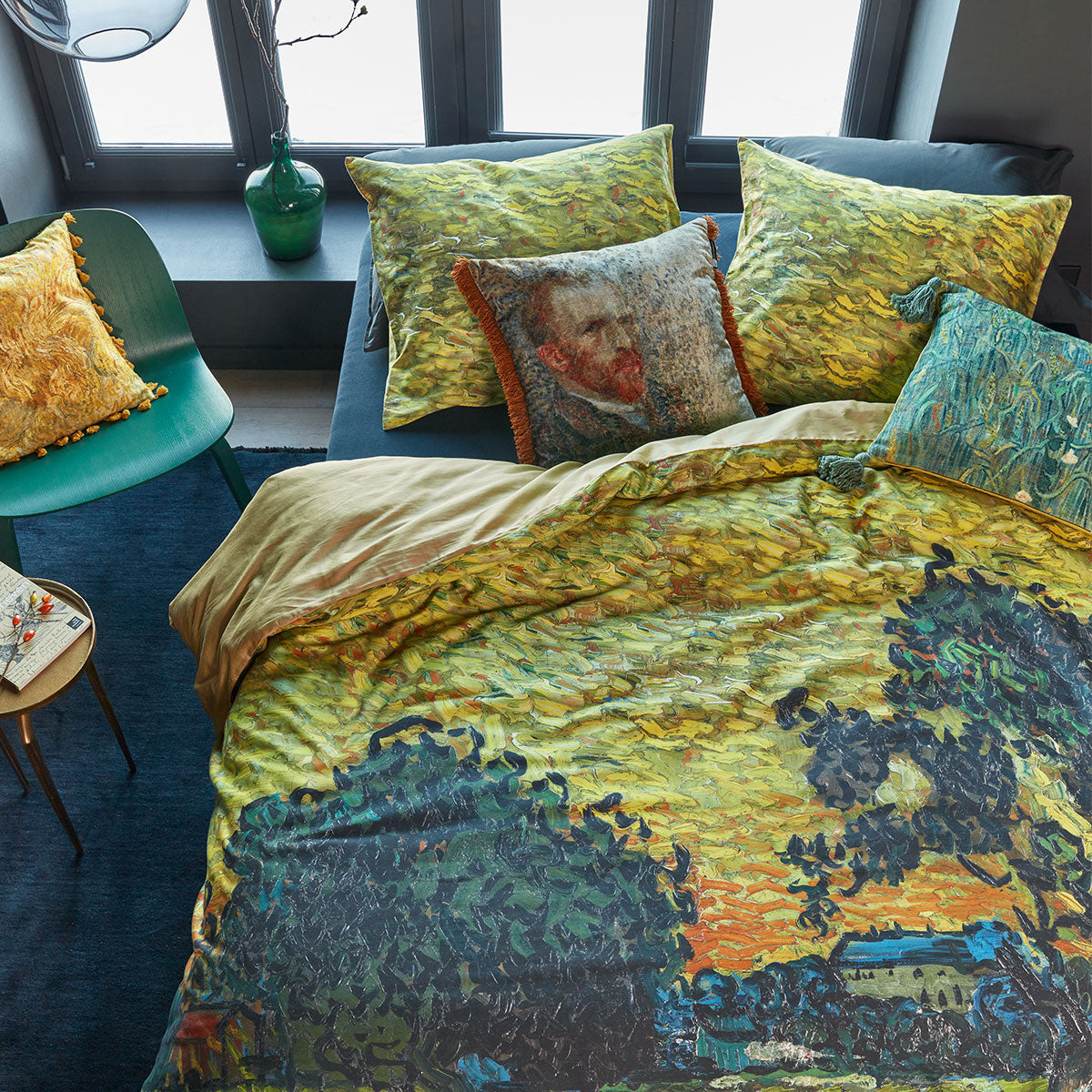 Van Gogh Evening Twilight Cotton Sateen Quilt Doona Duvet Cover Ochre Queen
