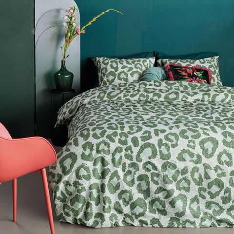 Bedding House Fabrice Animal Print Green Cotton Quilt Doona Duvet Cover Queen
