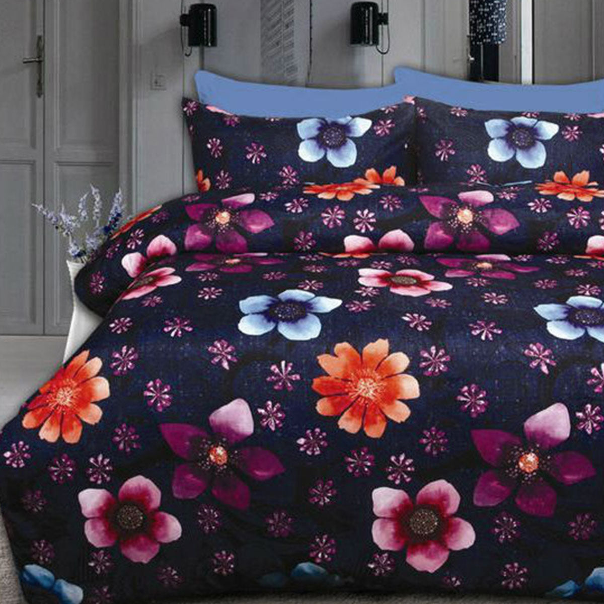 Big Sleep Floating Flowers Microfibre Quilt Doona Duvet Cover Set Single