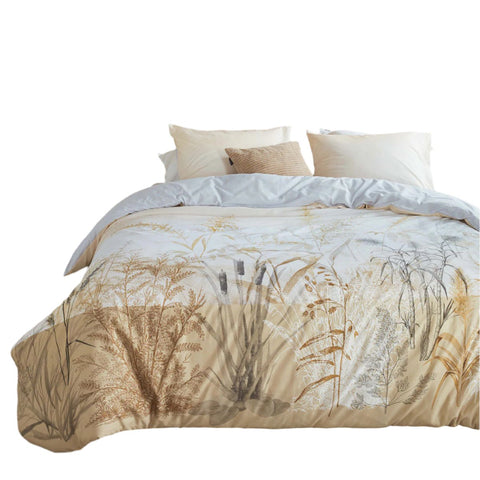 Bedding House Florine Meadow Grass Cotton Quilt Doona Duvet Cover Sand Queen