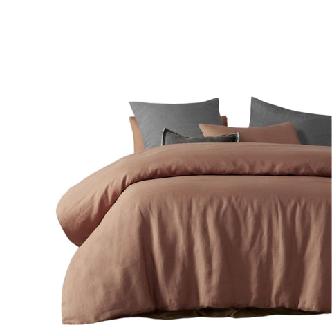Vintage Design Homewares Hazelnut Brown Hemp Quilt Doona Duvet Cover King