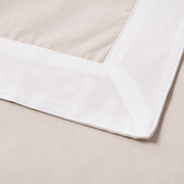 Accessorize Cotton Border Block Quilt Doona Duvet Cover Set Queen White Natural