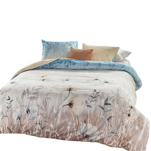 Bedding House Isabelle Floral Light Blue Cotton Sateen Quilt Doona Duvet Cover King