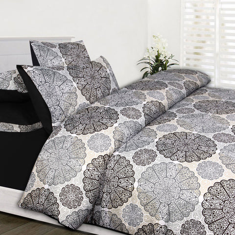 Big Sleep Jake Mandala Black Microfibre Quilt Doona Duvet Set Double