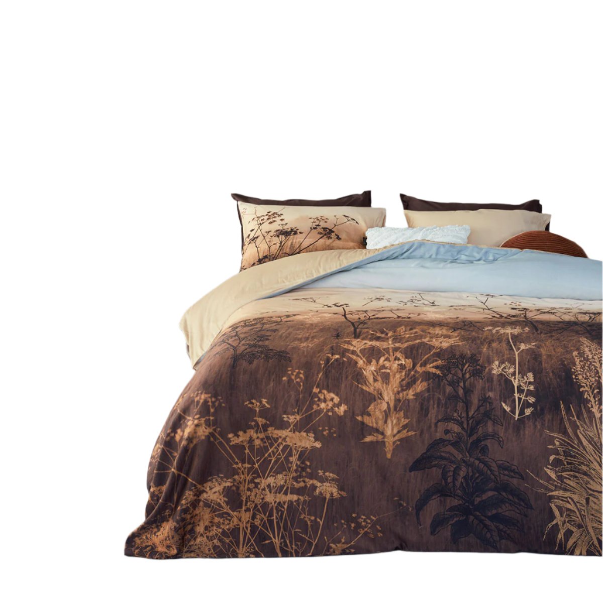 Bedding House Judy Plants Flowers Brown Quilt Doona Duvet Cover Set King
