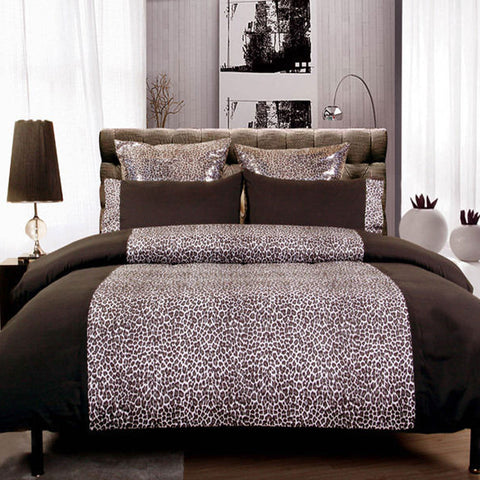Big Sleep Leopard Chocolate Microfibre Quilt Doona Duvet Cover Set Single