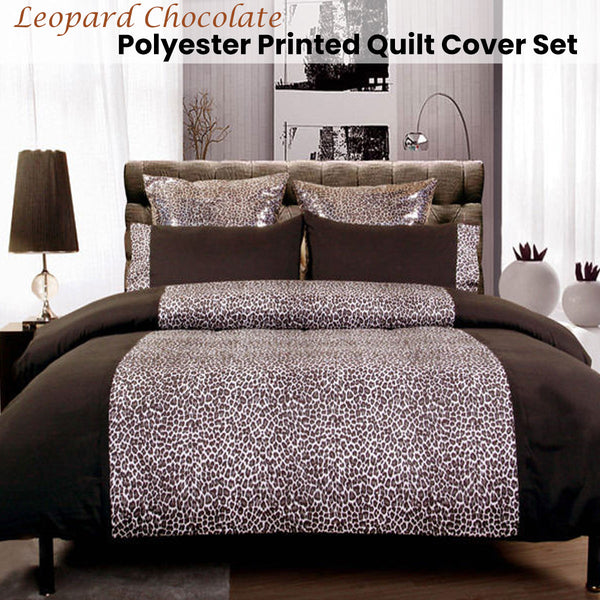 Big Sleep Leopard Chocolate Microfibre Quilt Doona Duvet Cover Set Single