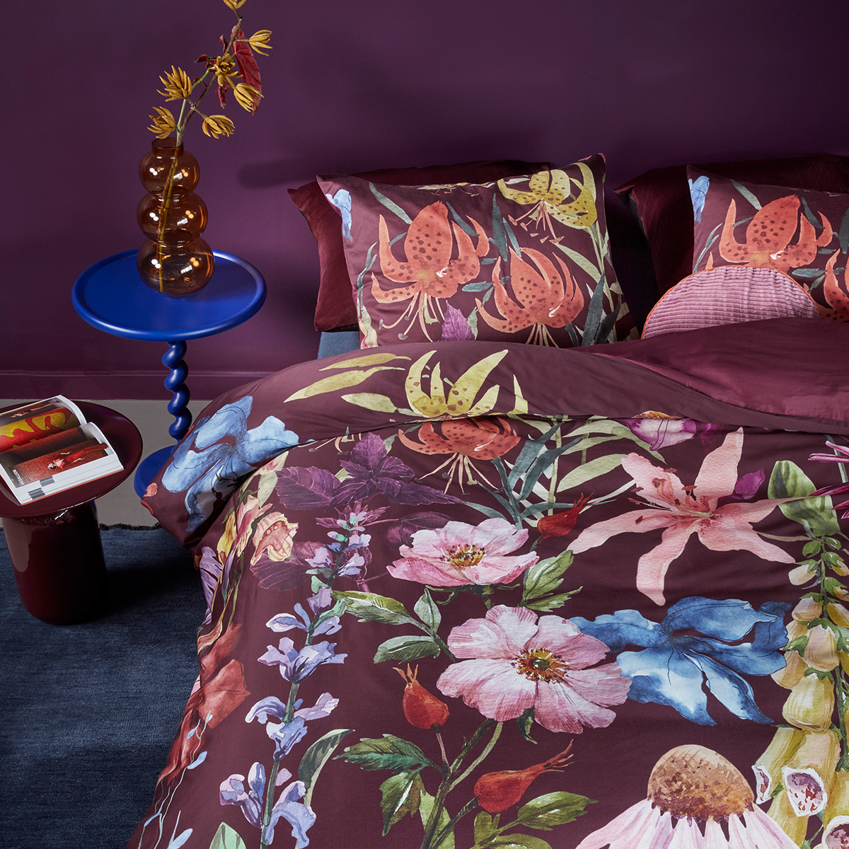 Bedding House Lily Floral Cotton Satin Quilt Doona Duvet Cover King
