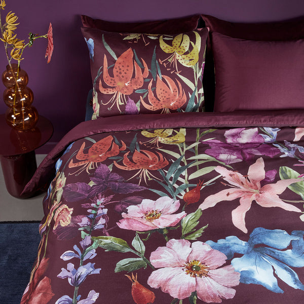Bedding House Lily Floral Cotton Satin Quilt Doona Duvet Cover Queen