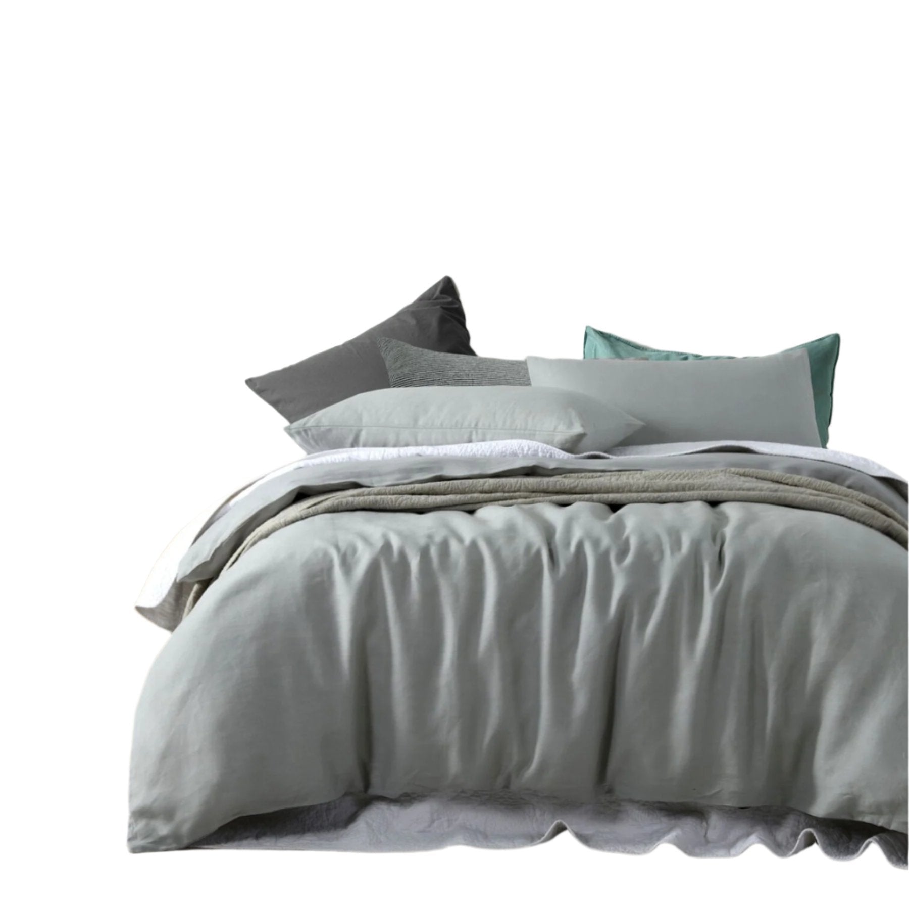 Vintage Design Homewares Linen  Quilt Doona Duvet Cover Dove Grey Single