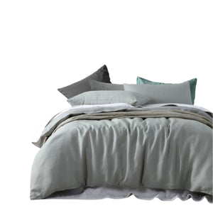 Vintage Design Homewares Linen  Quilt Doona Duvet Cover Dove Grey Super King